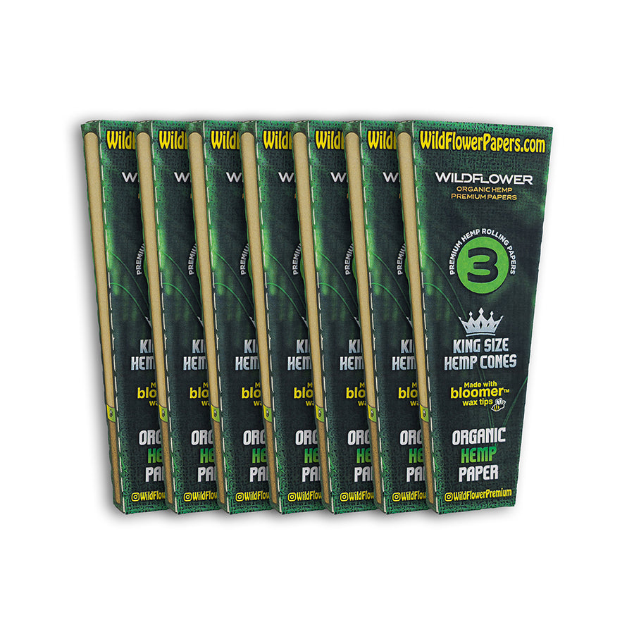 King-Size Hemp Cones Box with Wax Tips (30-Packs of 3)